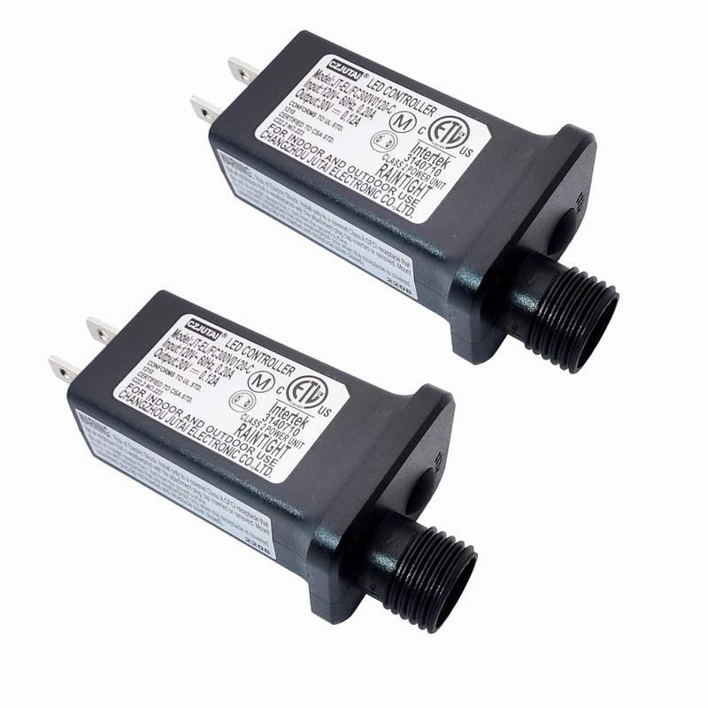 Dirduaid 30V LED Controller with 8 Modes, JT-EL/FC300V0120-C Class 2 Power Supply Multifunctional Transformer, Low Voltage Transformer US Plug for LED Light (30v 0.12a 2packs) - Image 1